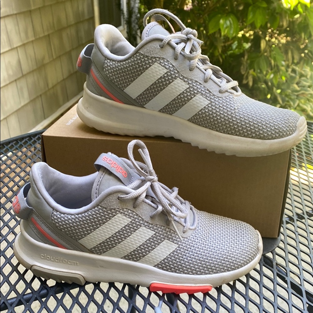 Adidas Gray and Pink Cloudfoam Girls Sneakers